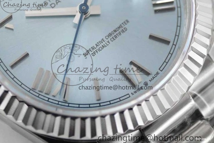 1230 Soft Day Date 40mm SS 904L Steel TWF 1:1 Best Edition Ice Blue Roman Dial on SS Bracelet A 2359